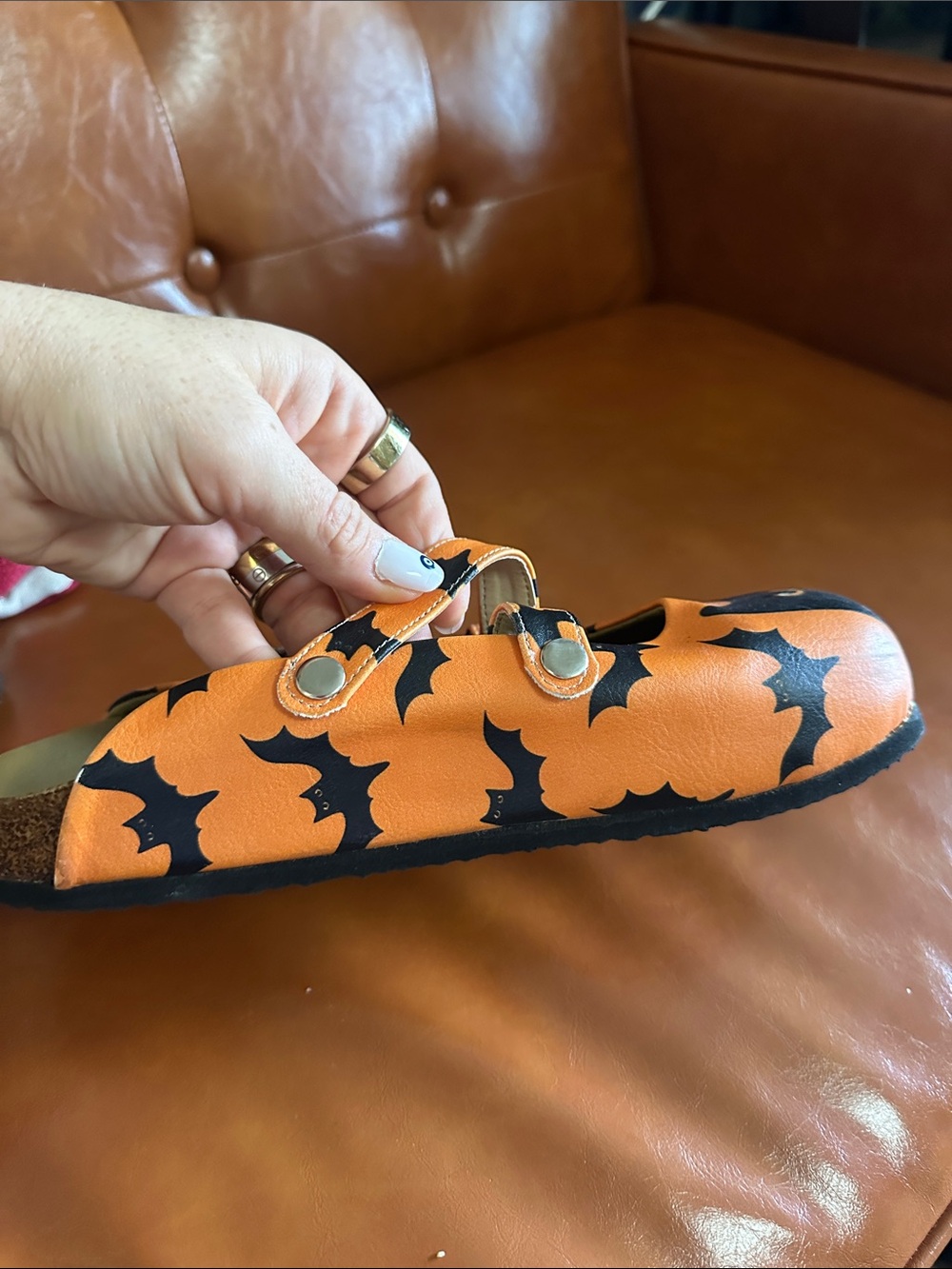 Calceo Halloween Cat & Pumpkin Mary Jane Jack o lantern mules - Picture 3 of 5